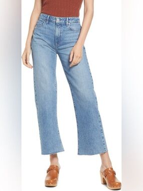 PAIGE Leenah Raw Hem Wide Leg Jeans Henna 28